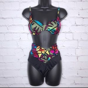 Vintage 90's Bold 2 Piece Bikini High Waist Miami